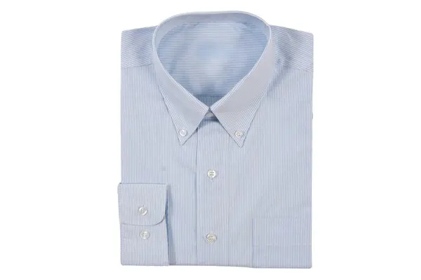 Chemises Rayées Pour Hommes Couleurs Bleues Isolé Sur Fond Blanc — Photo