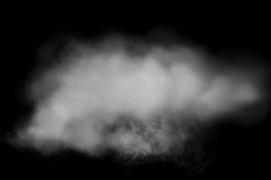 Şeffaf siyah arkaplanda izole edilmiş dumanlı bir hava. Buhar patlaması özel efekt. Buharın etkili dokusu, sis, bulut, duman. Hisse senedi illüstrasyonu. PNG stok illüstrasyonu