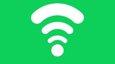 Yeşil ekran arkaplanındaki bir WiFi sinyal simgesinin canlandırması