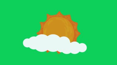 Güneş yanıp sönüyor. Yeşil ekran arka planlı, pürüzsüz 4K Stock videosu. Parlayan Yıldız Çizgi Film Karakteri 'nin döngü hareketli animasyon görüntüleri.