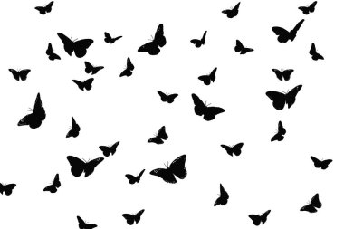 Kelebek Siluet Vektör Resimleri Beyaz Arkaplan