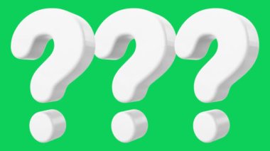 Soru işareti animasyonu soru işareti düz ve 3d yeşil ekran alfa döngüsü 4k soru işareti karışık baş dönmesi ortaya çıkar