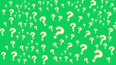 Soru işareti animasyonu soru işareti düz ve 3d yeşil ekran alfa döngüsü 4k soru işareti karışık baş dönmesi ortaya çıkar