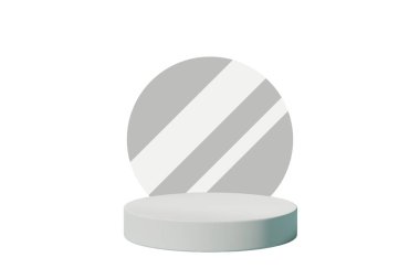 Minimalist 3D Beyaz Dairesel Podyum Yumuşak Arkaplan ve Cam Çember Elementi Ürün Görünümü, Model