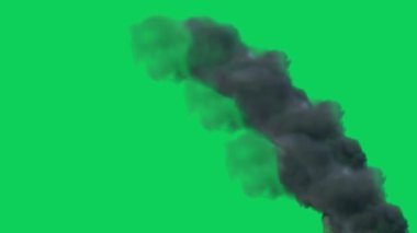Bacadan siyah duman kirli gazla havayı kirletir. Yeşil ekran Chromakey 'deki video. Harmanlama modu ile büyük bir örtüşmede izole edilmiş görüntüler. Çarpma işlemi..