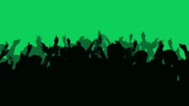 Bir kulüp konserinde ya da spor müsabakasında kalabalığın silueti. Birleşiklik ve sunum için yeşil ekran.