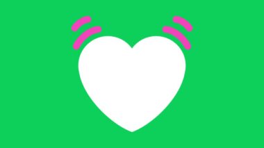 Beyaz kalp atan yeşil ekran animasyonu. Aşk animasyonu yeşil ekranda.