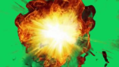 Ultimate Explosion Green Screen Perfect for Action Scenes, Easy editabl yeşil ekran video, yüksek kaliteli vektör 3D illüstrasyon. Üst seçim yeşil ekran