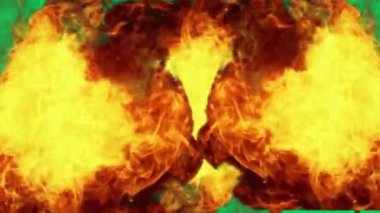 Ultimate Explosion Green Screen Perfect for Action Scenes, Easy editabl yeşil ekran video, yüksek kaliteli vektör 3D illüstrasyon. Üst seçim yeşil ekran