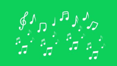 Müzik Canlandırılmış yüzen izole müzik notası 3D Müzik Notaları Akan Simülasyon