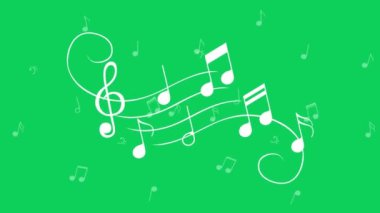 Müzik Canlandırılmış yüzen izole müzik notası 3D Müzik Notaları Akan Simülasyon