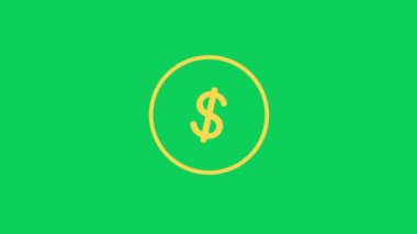 Altın dolar işareti yeşil ekran arkaplanı.