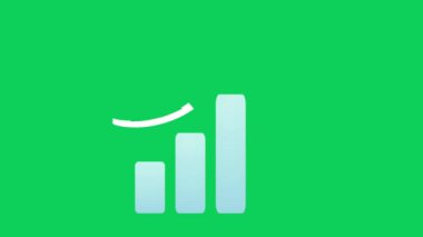 Yeşil ekran arkaplanındaki zamanla artan bir çubuk çizelgesinin canlandırması.