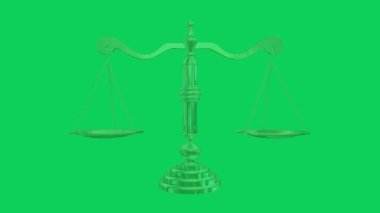 Altın ölçekli denge yasası ağırlığı yeşil ekran kroma tuşundaki 3d element canlandırma döngüsü video görüntülerini izole etti