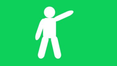 İnsan simgesi el sallıyor animasyon stickman simgesi el sallıyor yeşil ekran 4k