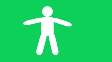 İnsan simgesi el sallıyor animasyon stickman simgesi el sallıyor yeşil ekran 4k