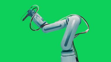 3d görüntüleme robotik kolu yeşil ekran arkaplan 4k animasyonu üzerinde izole