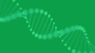 Yeşil ekranda mikroskobik DNA parçacıklarının yüksek kaliteli videosu.