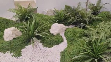 Geleneksel Japon Zen tarzında düzenlenmiş Rocky bahçe parkı