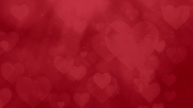Döngü videosu, Sevgililer Günü için Red Hearts hareketi ve Bokeh Aşk Videosu. 4K Romantik Sevgililer Günü için koyu kırmızı arka planda döngü oluşturdu.