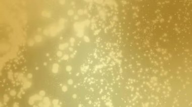 Kara Arkaplan 'da parlayan altın rengi yüzen toz parçacıkları Bokeh yıldızı ile soyut altın arkaplan. Uzayda fütürist ışıltı.