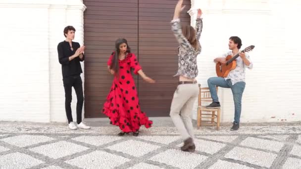 Spagna Andalusia Granada Ensemble Canto Danza Flamenco Esibendosi Strade Dell — Video Stock