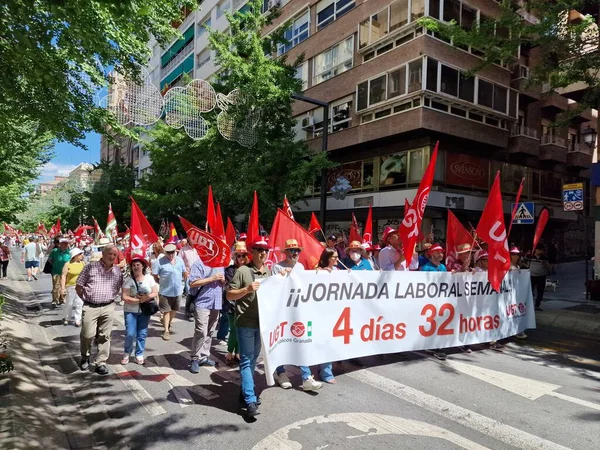 Granada España Mayo 2023 Manifestación Sindicatos Partidos Políticos Por Los — Foto de Stock