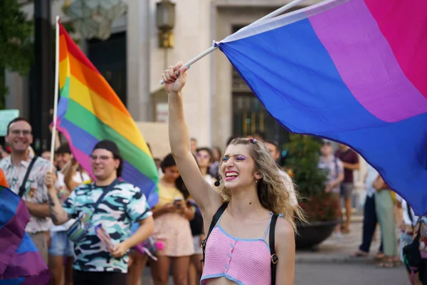 stock image Granada, Spain. June 26, 2023. Many people claiming their rights at LGBTQ Pride demonstration