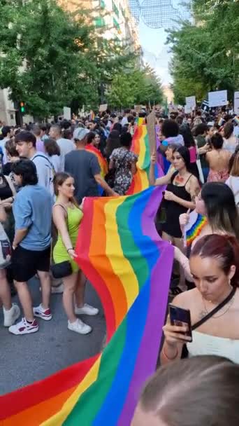 Granada Spain June 2023 Many People Claiming Rights Lgbtq Pride — Stock Video