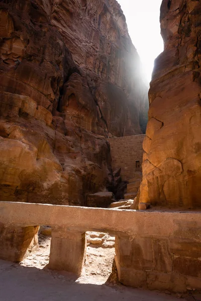 Barrage Dans Siq Petra Ancien Système Rétention Eau Nabatéen Wadi — Photo