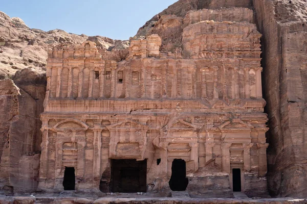 Palais Tombeau Façade Petra Wadi Musa Jordanie Une Tombe Rocheuse — Photo