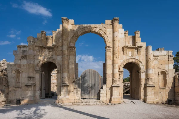 Porte Sud Gerasa Entrée Ancienne Ville Romaine Jerash Jordanie — Photo