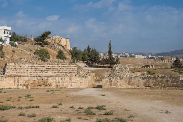 Gerasa Hippodrome Original Stands Jerash Jordan Ancient Roman Ruins — Stock Photo, Image