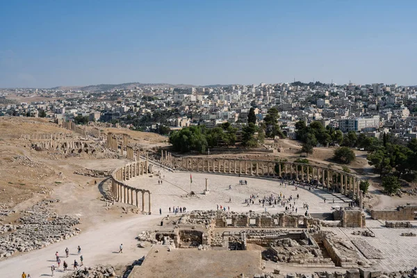 Jerash Jordan October 2022 Gerasa Oval Forum Columns — Stock Photo, Image