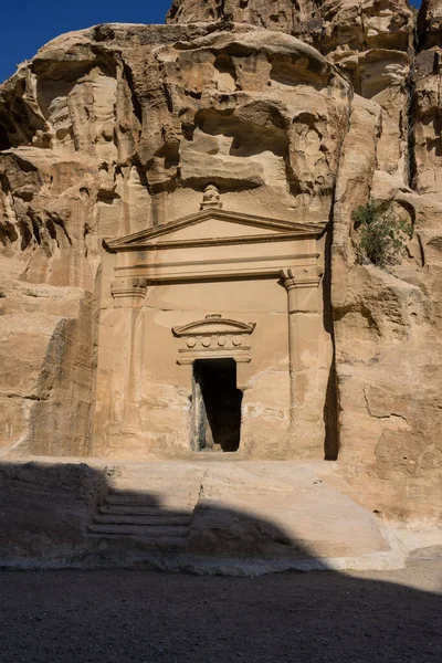 Nabataean Tomb 846 Fachada Exterior Little Petra Siq Barid Jordânia — Fotografia de Stock
