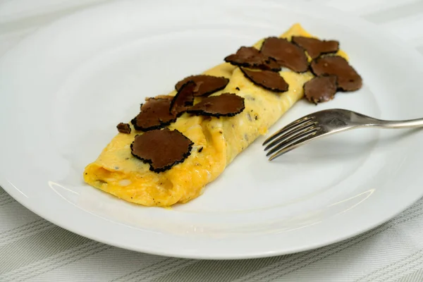 Francouzská Lanýž Omelette Vejce Nebo Omelette Auc Lanýže Černými Letními — Stock fotografie