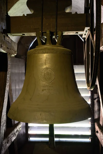 stock image Ceske Budejovice, Czech Republic - May 28 2023: Budvar or Budweiser Bell in the Cerna Vez Black Tower.