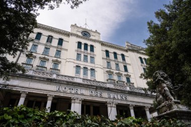 Lido di Venezia, Venedik, İtalya - 18 Ağustos 2022: Grand Hotel des Bains Exterior.