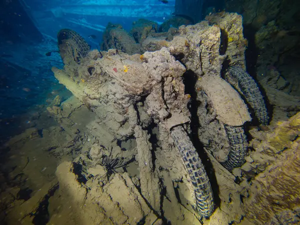 stock image SS Thistlegorm Interior with WW2 BSA M20 Motorcycle inside the Wreck