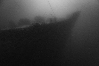 SS Thistlegorm Perili, Huysuz, Kara ve Beyaz Karıncalı Batık Bir Geminin Yıkım Silueti
