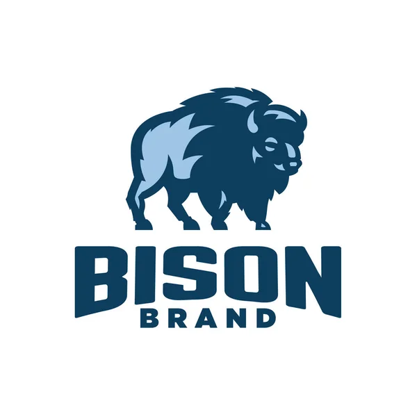 Maskot bizon vektör logosu. Çizimli bufalo logosu.
