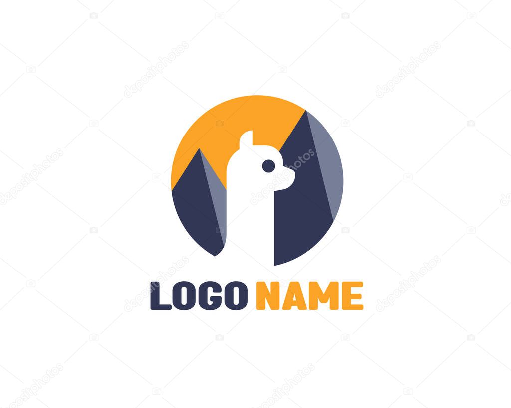 Alpaca minimalist logo for sale. Negative space alpaca logo.