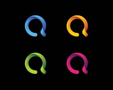 Q harfi monogram logosu. Q logosu renkli tasarım.