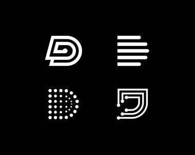 D-Vector Logoları satılık, temiz ve modern monogramlar. D harfi logo seti, D harfi monogram koleksiyonu. Şirket D harfi logosu.