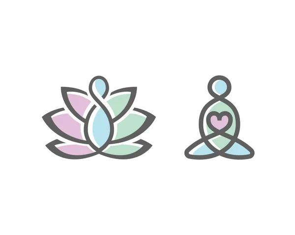 Yoga işi için iki yaratıcı vektör logosu. Yoga logosu. Satılık yoga logosu.