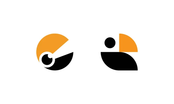 İki minimalist ve soyut tukan logosu işareti. Toucan logo şablonu. Toucan logosu hazır. Toucan kuş logosu.