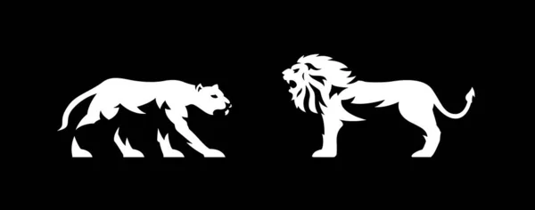 Aslan çizimi. Erkek aslan ve dişi aslan çizimleri. Vektör aslanların tasarımı. Aslan maskotu logosu, aslan logosu..