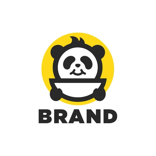 배고픈 판다는 팬더와 그릇을 현대적 상징적 디자인이다 배고픈 팬더의 로고를 — 스톡 벡터