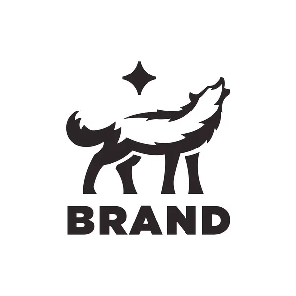 Wilk Maskotka Ilustracja Gwiazdy Howling Wolf Nowoczesne Logo Wektora — Wektor stockowy