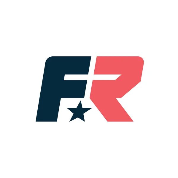 Modern FR monogram logosu. Modern FR harfleri ve yıldız tasarımı. FR Star Monogram logosu.